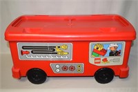 Vtg Lego Duplo Block Storage Fire Truck w/Lid