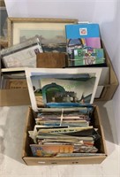 2 box lots, one with linen and chrome postcards,