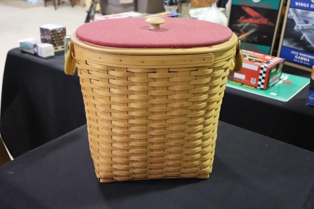 Longaberger oval waste basket with plastic
