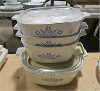 4 corning casserole dishes only 2 lids