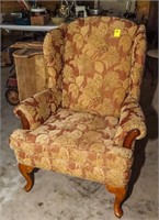 Upholstered Wing Back Queen Anne Style Arm Chair