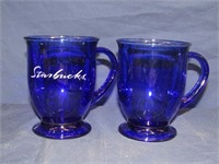 Blue Glass Mugs. 1 Is Starbucks