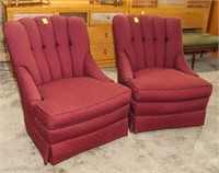 Pair of Maroon Upholstered Side Chairs