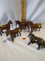 Lot of 5 Vintage Cast Metal Horses