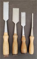Lot of 4 Wood Working Chisels