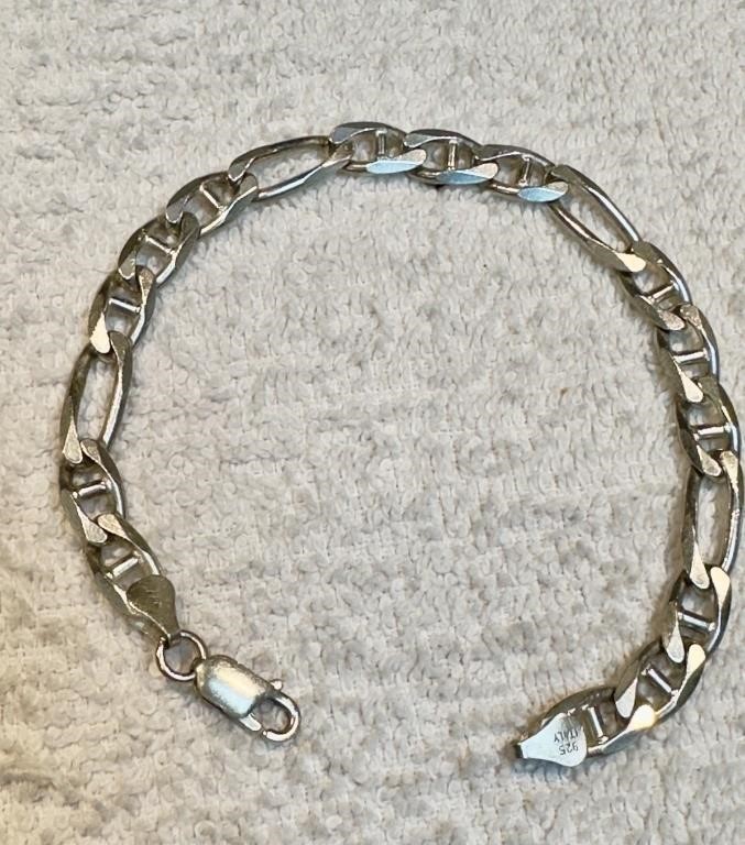 Sterling silver bracelet, Italy, 8 inches.