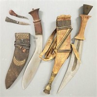 2 vintage knives with sheathes - 19 1/2" total