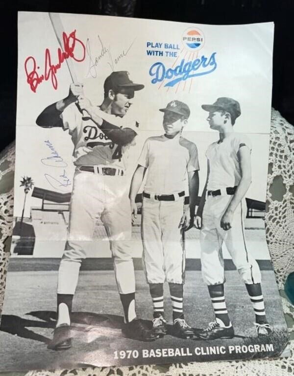 1970 Autographed Dodgers Baseball Clinic Program