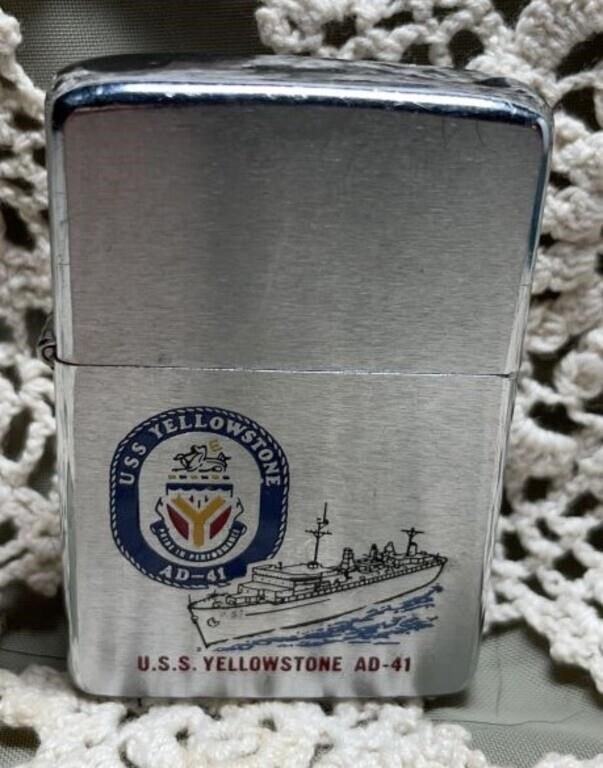 1980's Zippo Lighter Navy USS Yellowstone AD-41