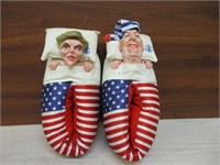 Vintage Ronald & Nancy Reagan House Slippers