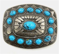 Native American Style Turquoise Stone Belt Buckle