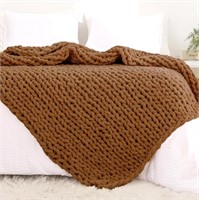 King Chunky Knit Bed Blanket Warm Brown- Casaluna