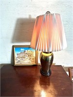 Parthenon Painting and Vintage Brass Lamp