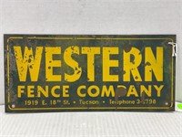 WESTERN HEAVY METAL FENCE SIGN, 9 1/2 X 4 1/2