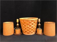 Matching Table Lamps & Basket