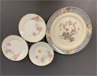 Ming Plate and 3 Haviland Limoges bread plates