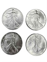 (4) 1993 American Eagle 1 oz. Silver dollars, UNC