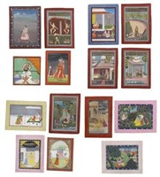 (15) GROUP OF MINIATURE FIGURAL PAINTINGS, INDIA