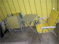 Aluminum Chairs (5) and Folding Table