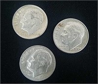 3 1964 vintage dimes