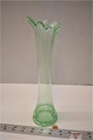 11" Green Depression Vase