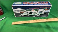 Vintage Hess toy helicopter with motorcycle and