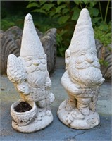 Pair of Concrete Gnome Garden Statues
