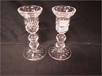 Pair 5 3/4" Waterford crystal candleholders