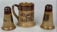 Doulton Lambeth Mug & Stiff & Sons Shakers