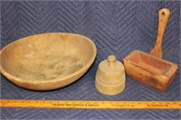 Wooden Bowl, Butter Mold, Soap Dish