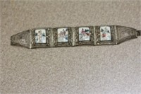 Antique Chinese Filigree Bone Bracelet