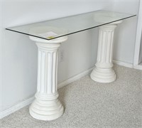 Columns with Glass Top Console Table