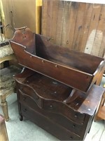 Nice early walnut Childs cradle