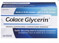 COLACE GLYCERIN SUPPOSITORIES FOR ADULTS 24PCS