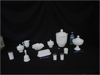 WHITE VINTAGE CANDY DISHES,BELL,S&P SHAKERS & MORE