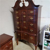 Cherry Blockfront highboy shell carving Queen