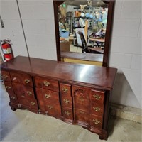 Cherry Triple Blockfront dresser with mirror