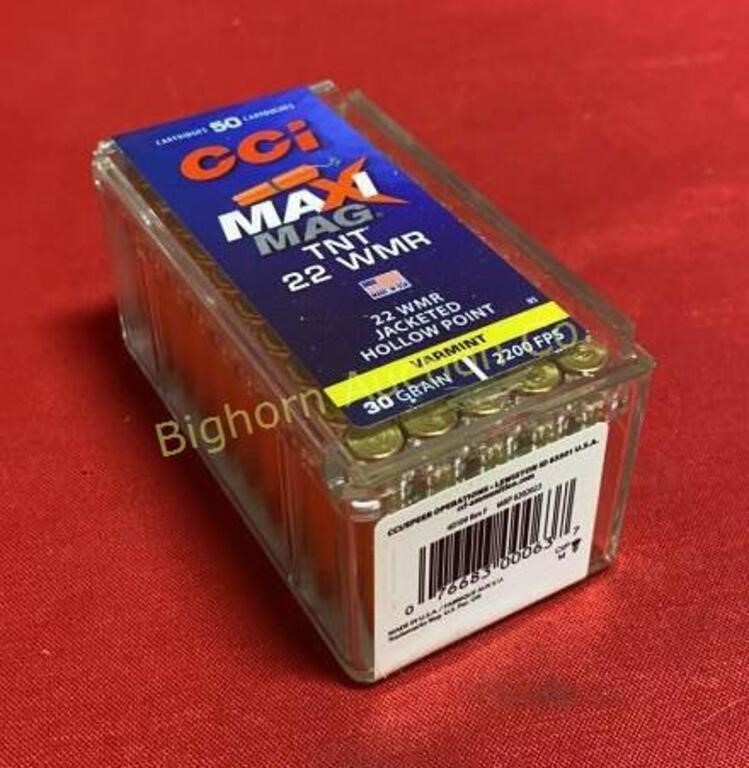 Ammo 22 WMR 50 Rounds CCI Maxi Mag TNT JHP