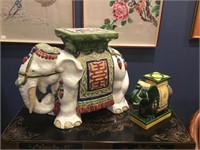Two pottery elephants