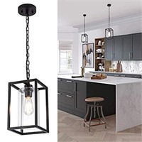 MAYNA 1-Light Farmhouse Pendant Light  Black Metal