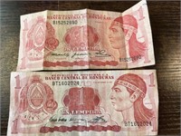 2 Bills, Banco Central De Honduras (1 Lempira)