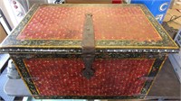 16 x 28"  Vintage Painted Wood Trunk