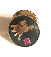 10K Pegasus Pin with Pink Ston