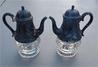 Vintage Teapot Cut GlassS alt and Pepper Shakers