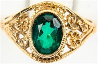Jewelry 10kt Yellow Gold Green Stone Ring