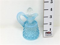 Blue Opalescent Hobnail Oil/Vinegar Cruet