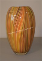 (G1) Cased Art Glass Vase - 10" tall