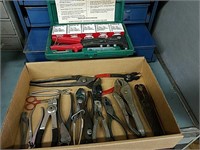 Collection of pliers vice grips ring pliers and a