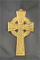 Solid Brass Celtic Cross Wall Pendant 7"