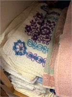 Stuffed Cabinet of Vintage Towels Bath Linens